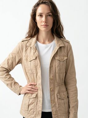 GAP | Tan Military Style Utility Jacket Button Front Women’s Size X-Small